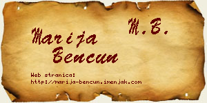 Marija Bencun vizit kartica